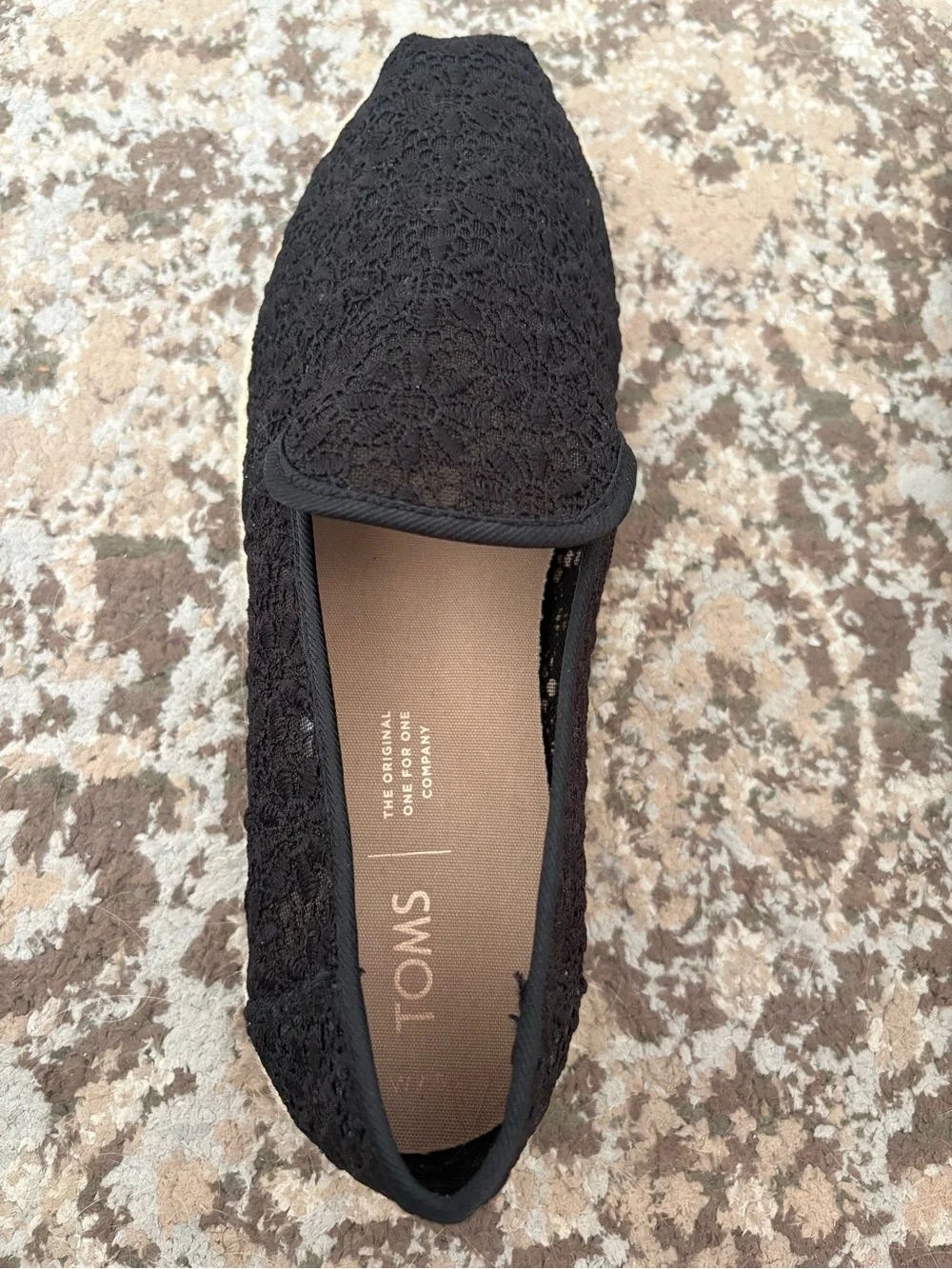 Toms Black Crochet Lace Espadrille Slip-Ons